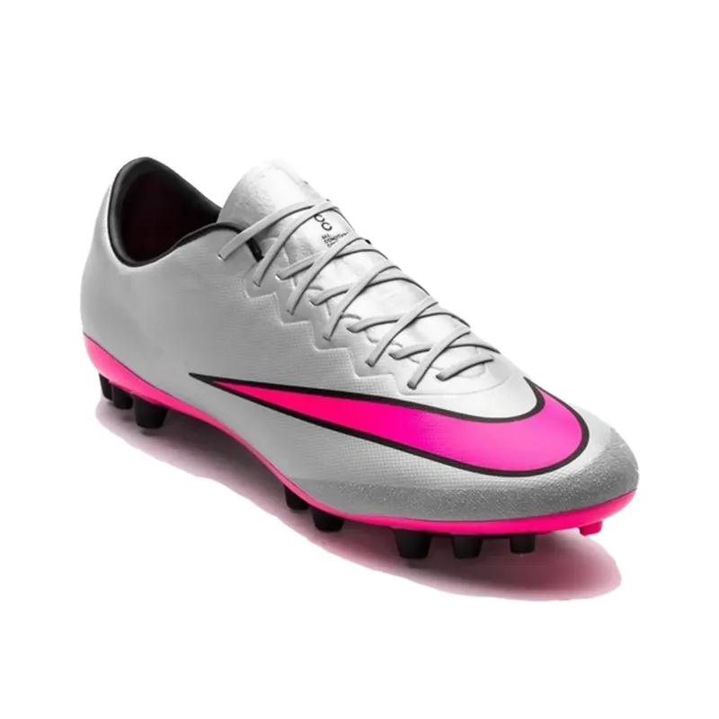 Nike Mercurial Vapor 10 AG Rubber Short Studs Breathable Lightweight Soccer Shoes Men's Silver Pink-2