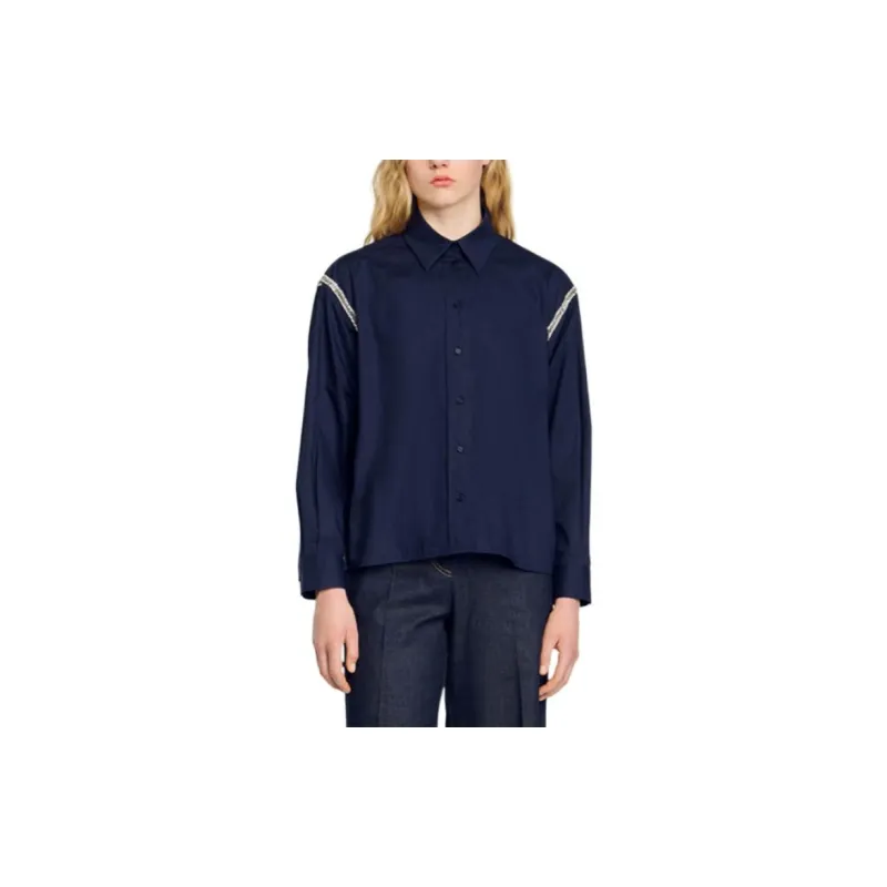 Sandro Rhinestoned Cotton Shirt-3