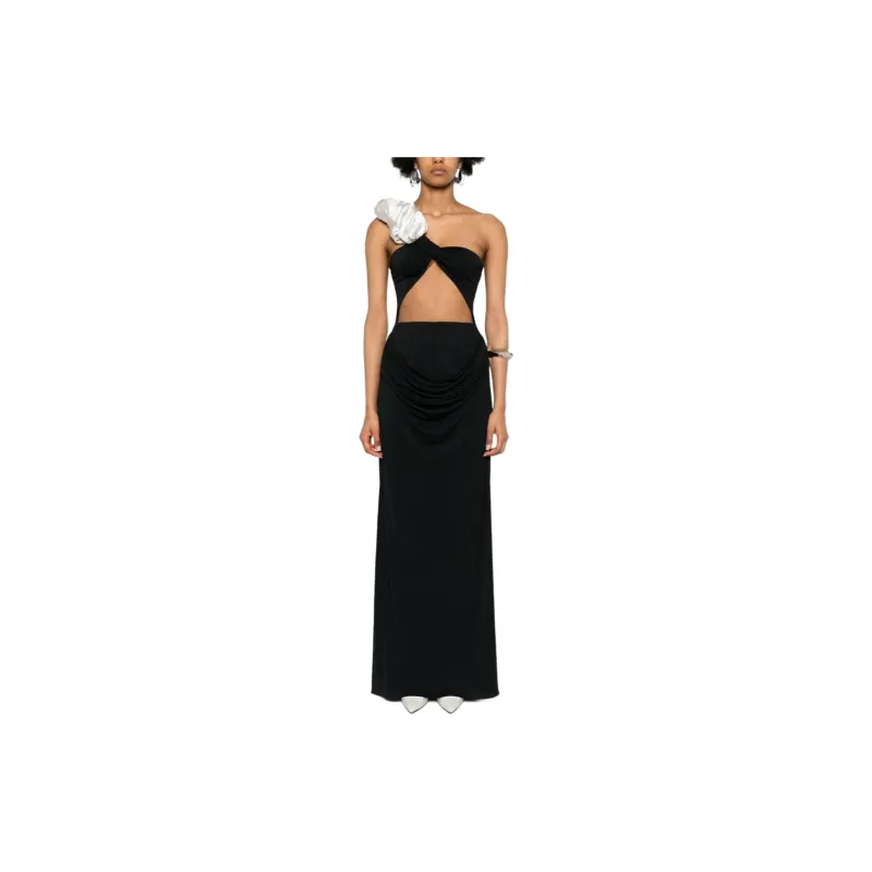 Magda Butrym Floral Appliqué One shoulder Dress-1
