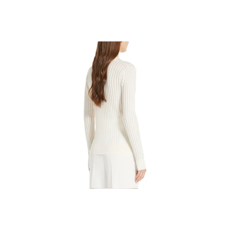 MaxMara Wool And Silk Sweater With Polo Shirt Collar Sweater Women's White-3