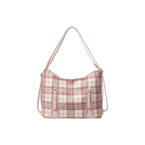 NOMK PU Tote messenger Shoulder Bag Crossbody Bag messenger Women's Pink/White