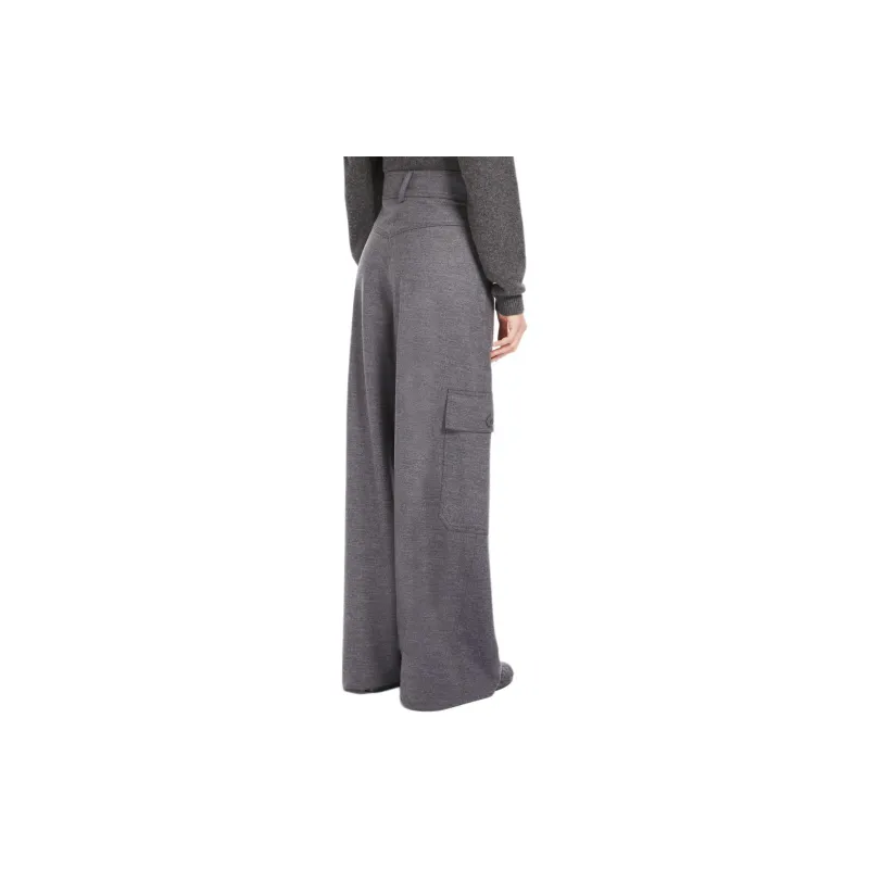 MaxMara Wool Jersey Cargo Trousers Cargo Pants Women's Gray-3