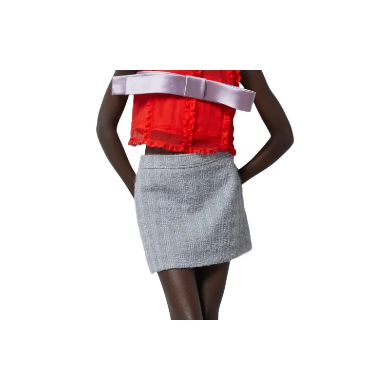 GUCCI Wool Tweed Mini Skirt 'Blue Stone'-2