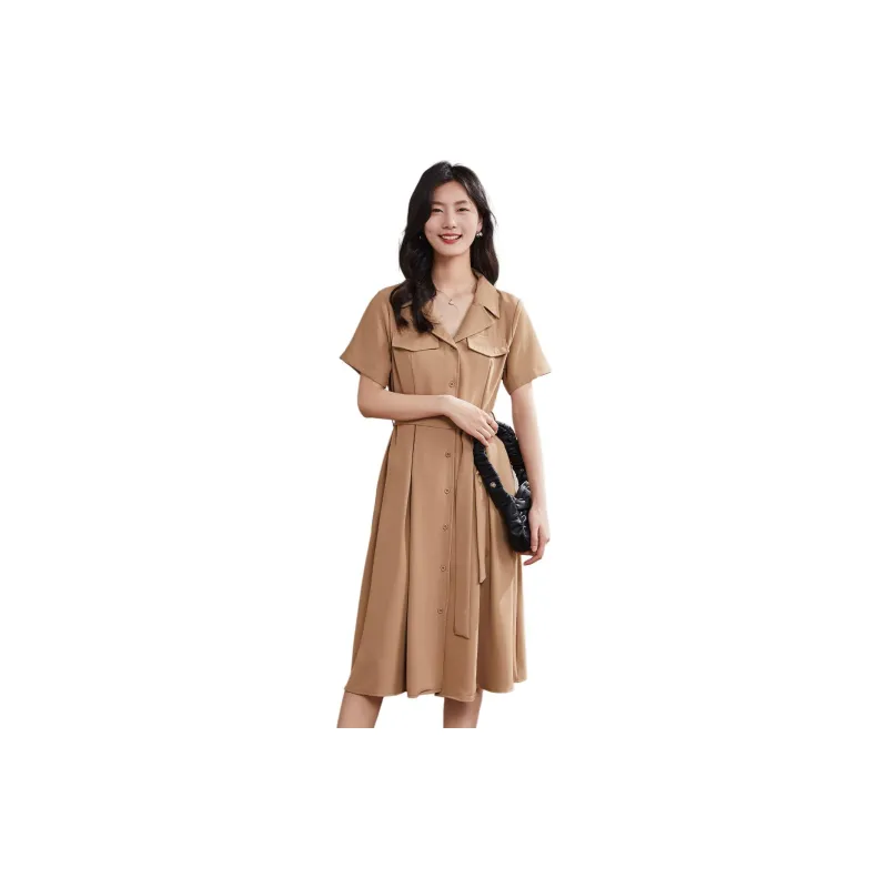 Coonesha Short Sleeved Dresses Women's Khaki-5