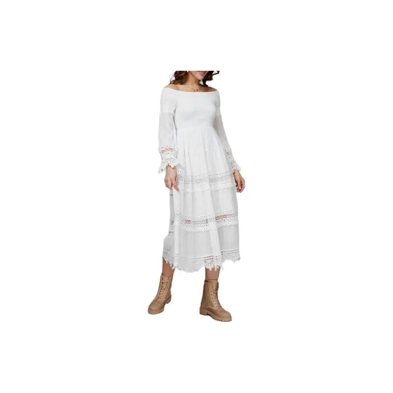 GUESS Long Sleeved Dress Women's White-1
