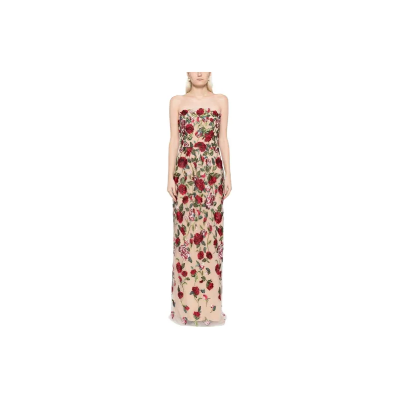 Marchesa Notte Floral-embroidered Tulle-panels Gown-1