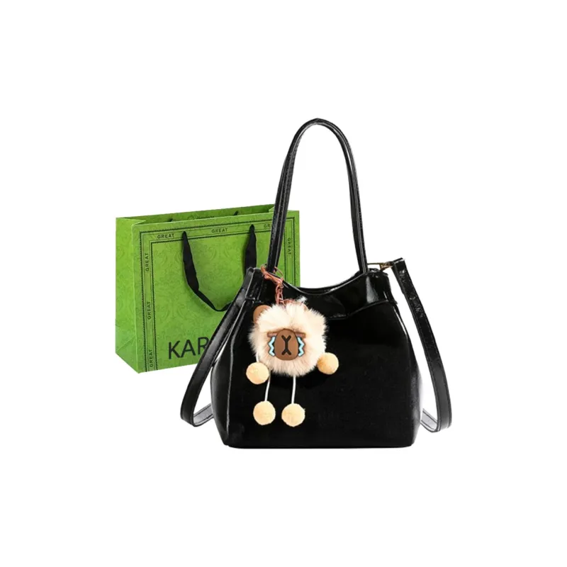 KARUISHA PU Bucket Bag Handbag Shoulder Bag Women's Black/Coffee/Burgundy/Brown-5
