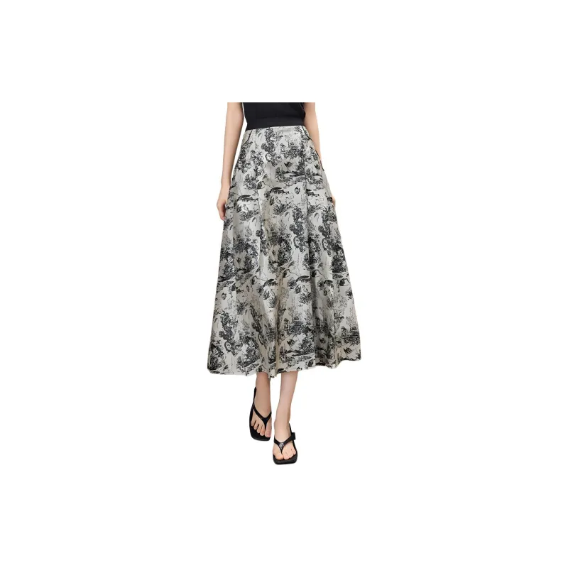 【dme】 Casual Long Skirt Women's Black & White-1