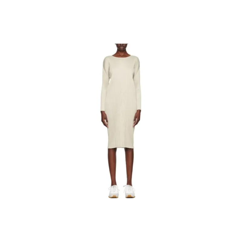 PLEATS PLEASE ISSEY MIYAKE Long-Sleeved Dresses Women's White-1