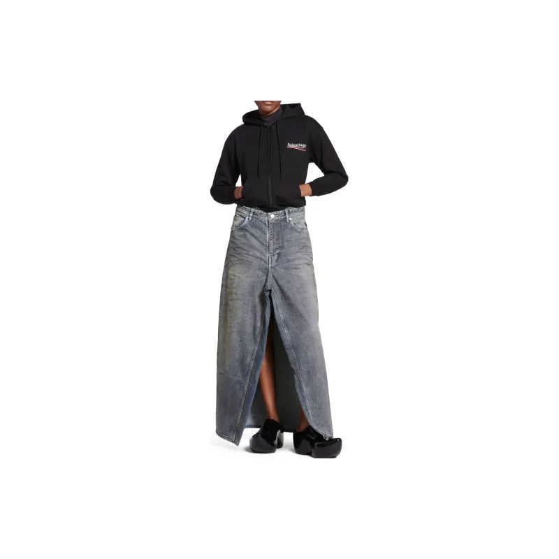 Balenciaga FW23 Apron Pants Skirt Denim Long Skirt Regular Fit Women's Blue-2
