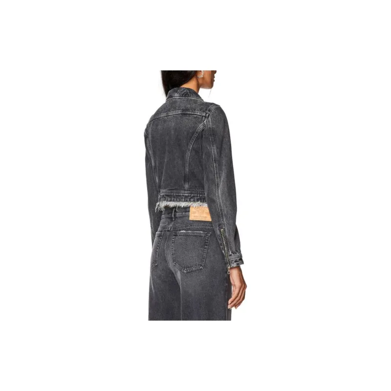 DIESEL De Slimmy Z S Cropped Denim Jacket 'Black'-2