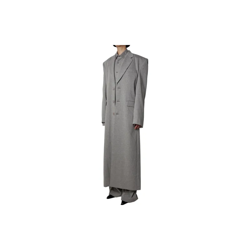 Vetements Boxy Single Breasted Molton Tailored Coat 'Grey Melange'-3