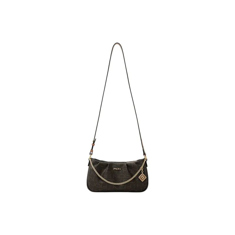 FION Artificial Leather Shoulder Bag, Portable Crossbody Bag Women's Coffee & Tea Brown-4