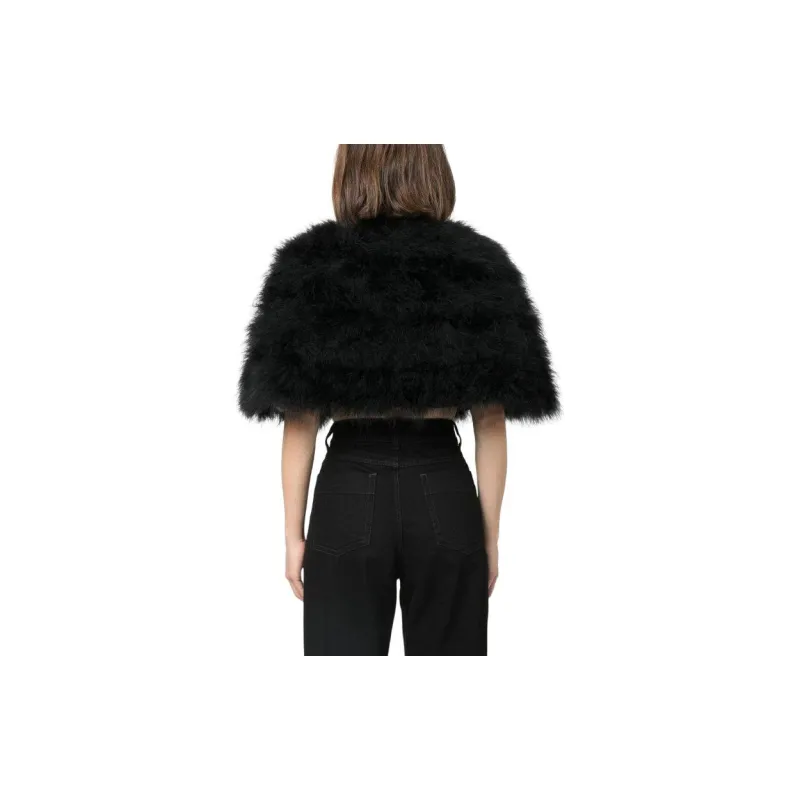 Twinset Turkey feathers Cropped Cape Jacket-2