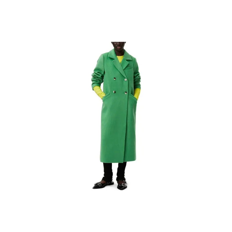 GANNI Coats Women's Bright Yellow Green-1
