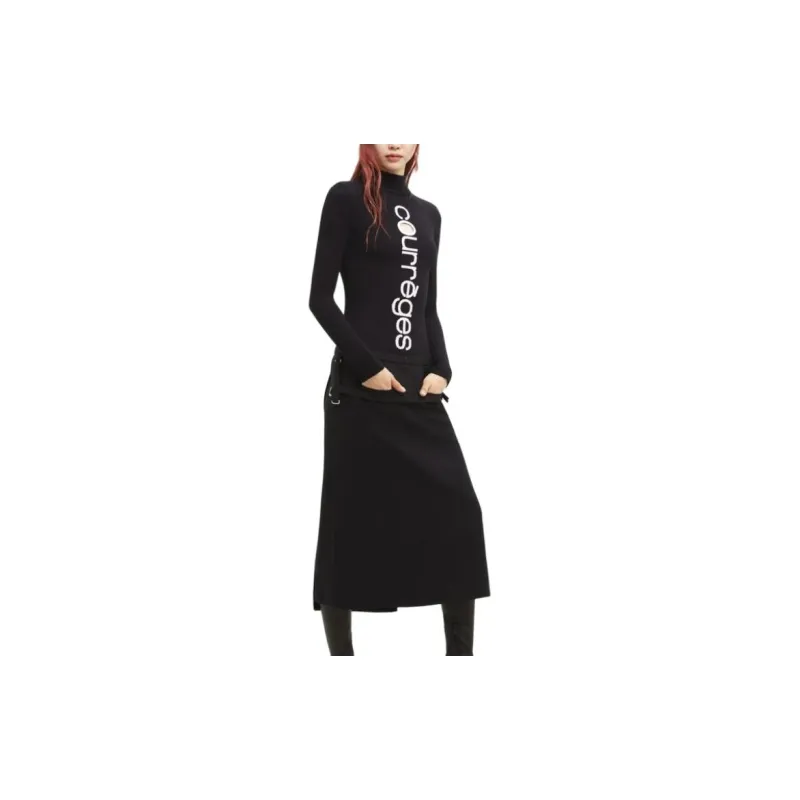 COURREGES Logo Intarsia High Neck Jumper-3