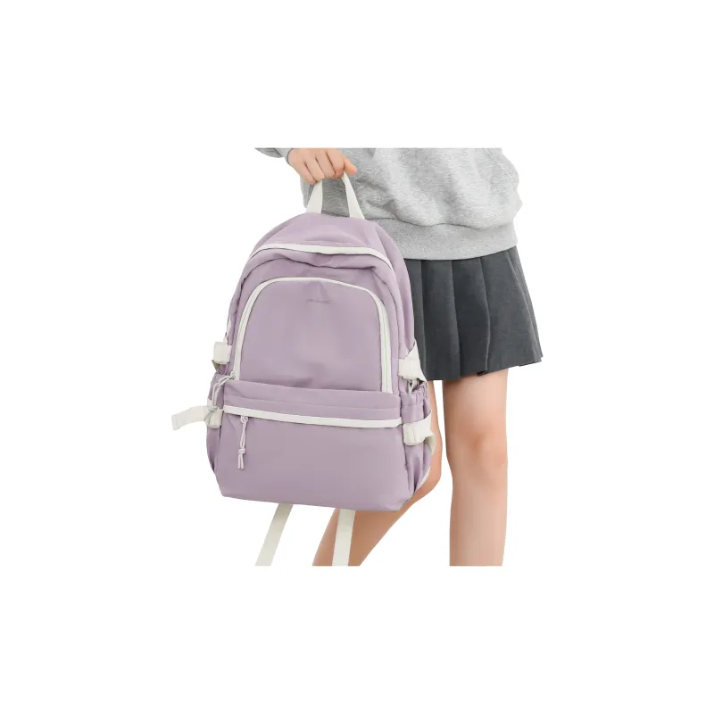 JEANSWEST Fabric Backpack Regular Unisex Red White/Purple-5