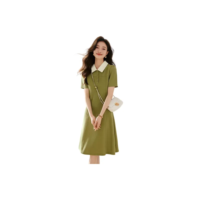 Mo Han Yi Mei Short Sleeved Dress Women's Avocado Green-1