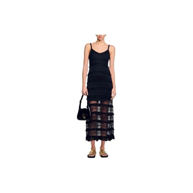 Sandro V-neck Lace Maxi Dress-2