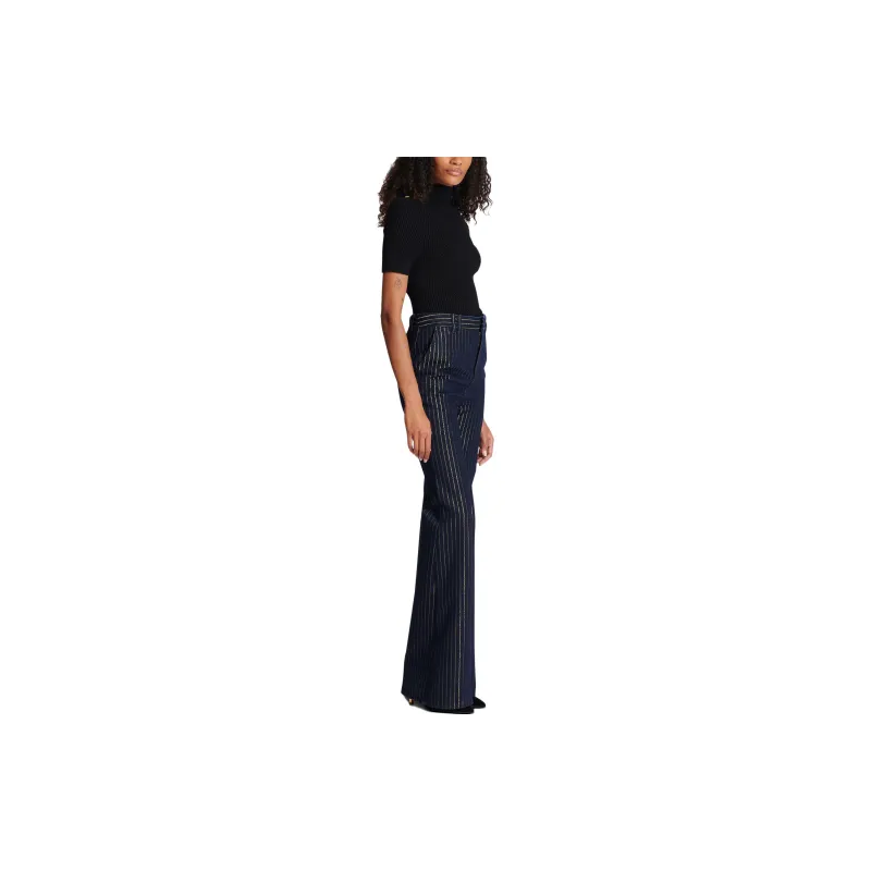 BALMAIN Lurex Striped Flared Jeans-4