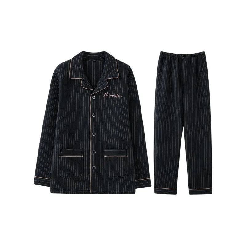 Lan Miao Pajama Set Men's Navy Blue-0