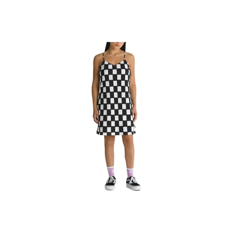 Vans Benton Checker Cami Dress Slip Dresses Women's Black-1