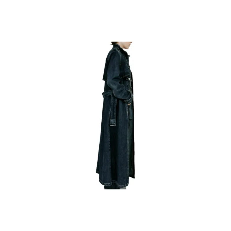 ZARA Trench Coats Women's Blue-3