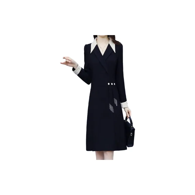 Mapping Long Sleeved Dresses Women's Black-1
