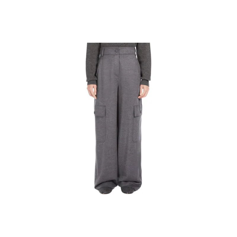 MaxMara Wool Jersey Cargo Trousers Cargo Pants Women's Gray-2