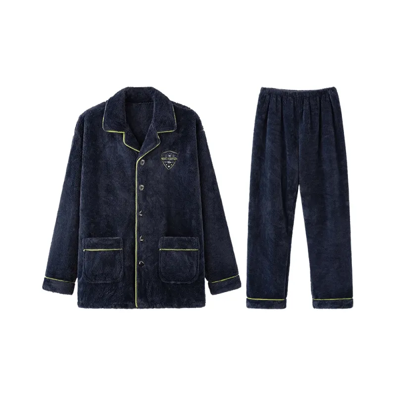 Lan Miao Pajama Set Men's Navy Blue-0