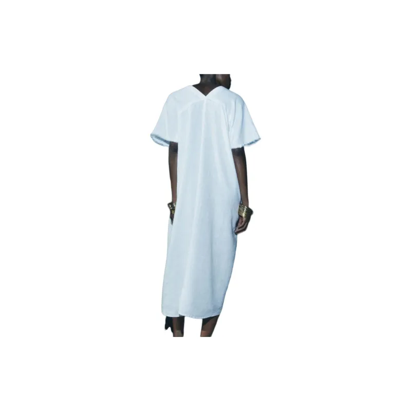 ZARA ZW Series Short-Sleeved Dresses Women's White-3