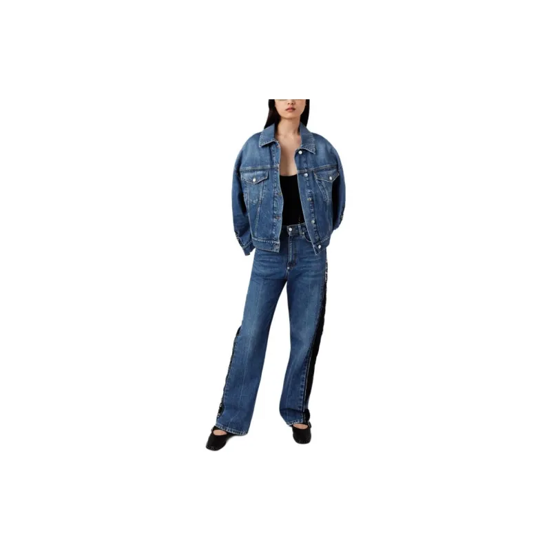 Stella McCartney High Waist Lace Panelled Straight Leg Jeans-1