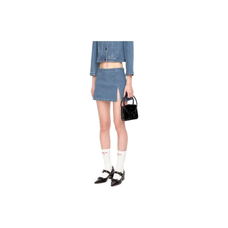 SHUSHUTONG Denim Short Skirts Women's Blue-1