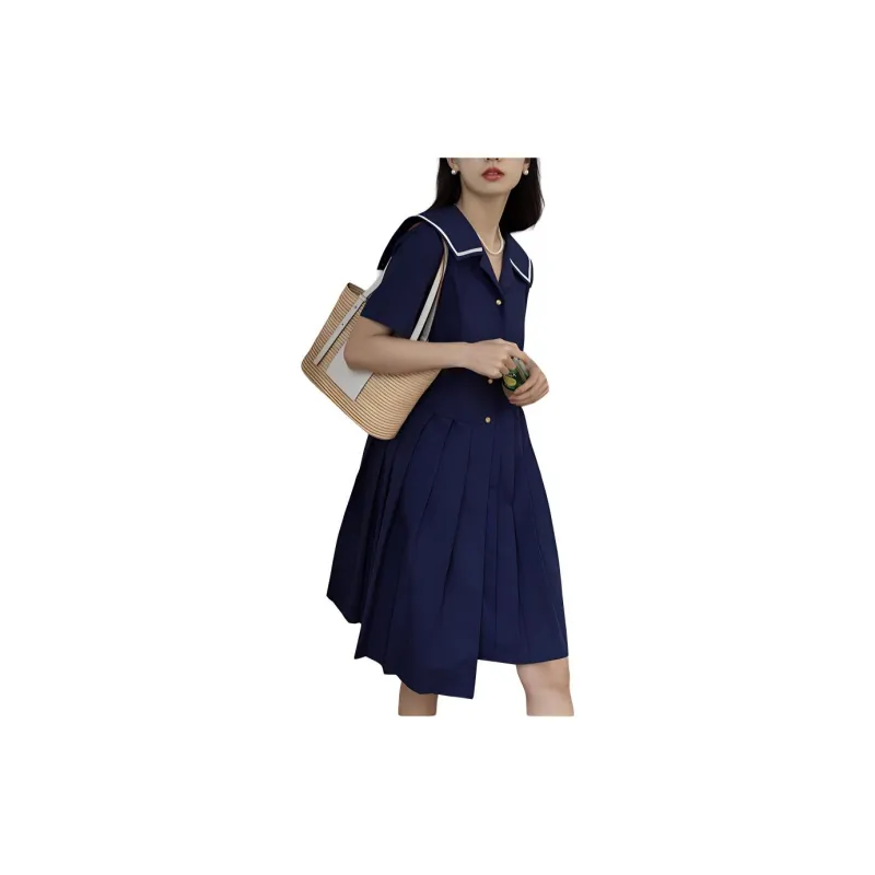 Omont Short Sleeved Dress Women's Navy Blue-1