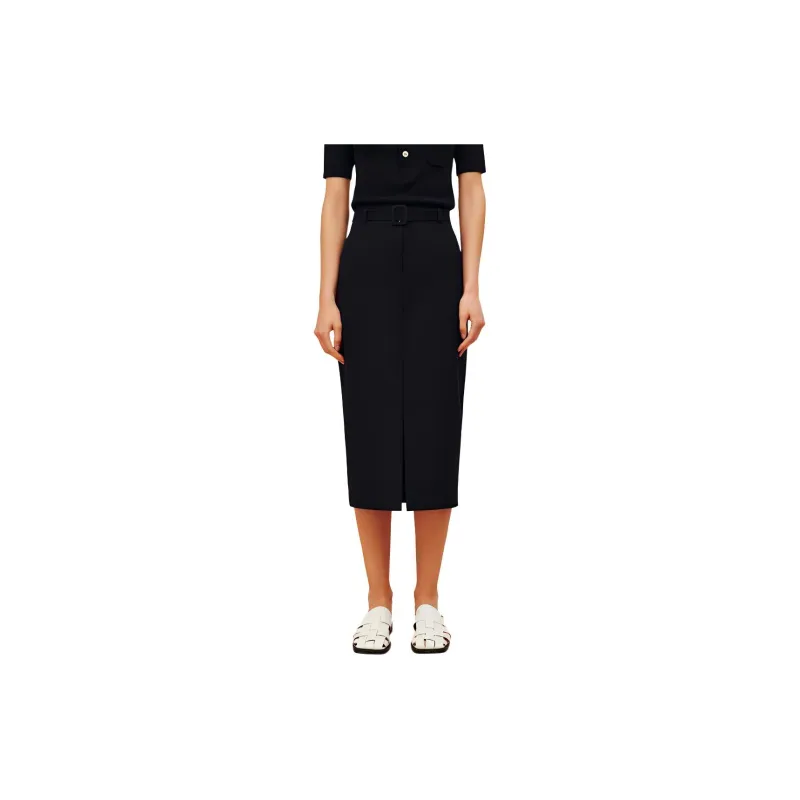 INSUN Casual Long Skirt Women's Navy Blue-2