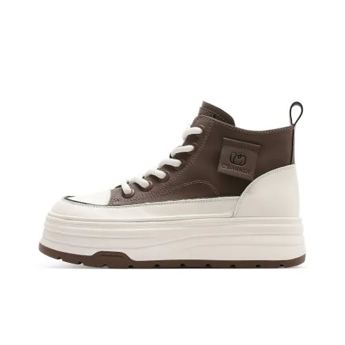 C°BANNER Canvas Shoes Women's High-Top Brown