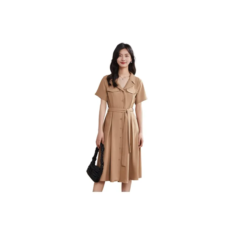 Coonesha Short Sleeved Dresses Women's Khaki-4