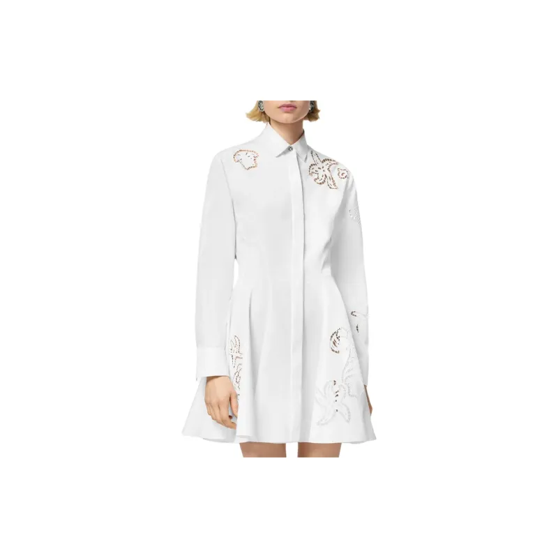 VERSACE Sangallo Embroidered A Lined Mini Shirt Dress-2