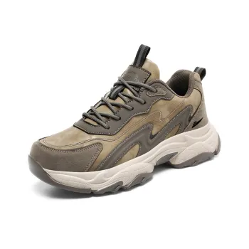 Kuding Chunky Sneakers Men Low Top Khaki/Black/Dark Gray