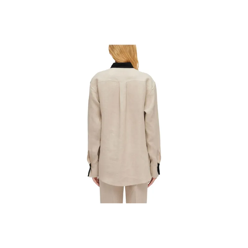 Ferragamo Logo embroidered Linen Shirt-3