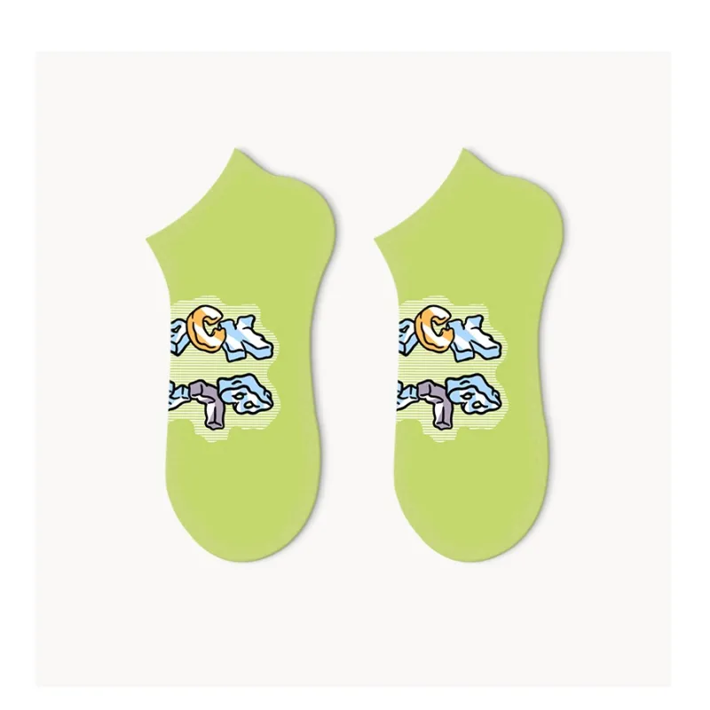RUMEE FOR Ankle Socks Short Letter Minimalist Style No-Show Socks Unisex 5 Pack-6