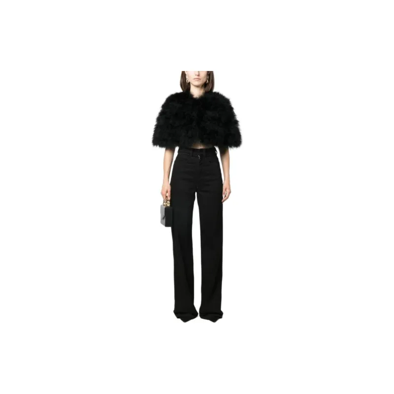 Twinset Turkey feathers Cropped Cape Jacket-1