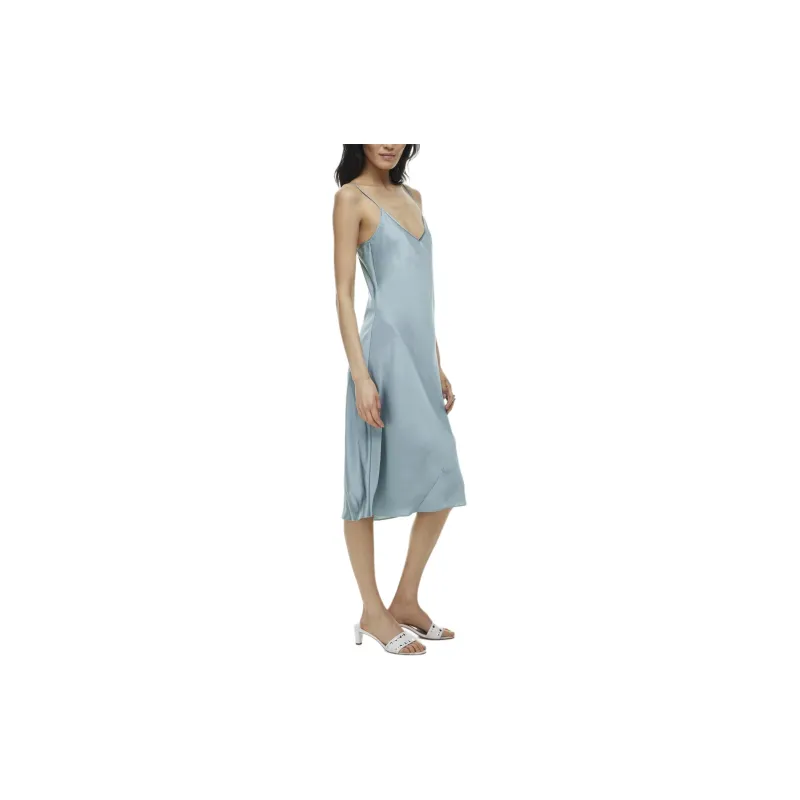 ARITZIA Wilfred Only Slip Satin Midi Dress Slip Dresses Women's Slab Blue/Board Blue-4