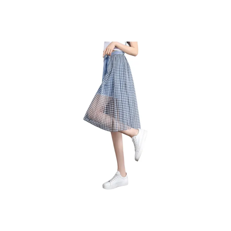 Mo Han Yi Mei Denim Long Skirts Women's Blue-3