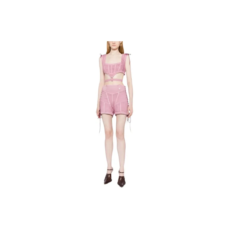 Jean Paul Gaultier X Knwls Washed Laced High Waisted Mini Short 'Lilac'-1