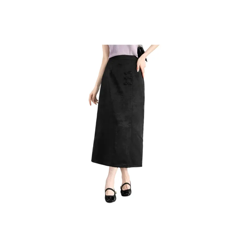 TERRE BLEUE Casual Long Skirt Women's Black-3
