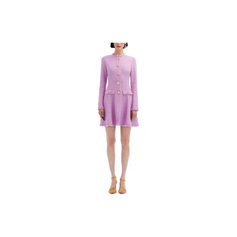 OSCAR DE LA RENTA Floral Button-detail Tweed Minidress-2