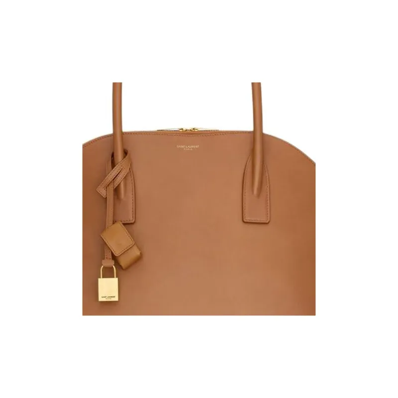 SAINT LAURENT Grained Calfskin Bowling Bag Shoulder Bag Handbag Women's Brown-4