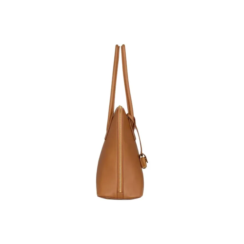 SAINT LAURENT Grained Calfskin Bowling Bag Shoulder Bag Handbag Women's Brown-2