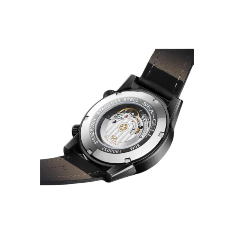 Sea Gull Machine Automatic Mechanical Movement Leather Strap Watch Men's Watches Blue Dial-1